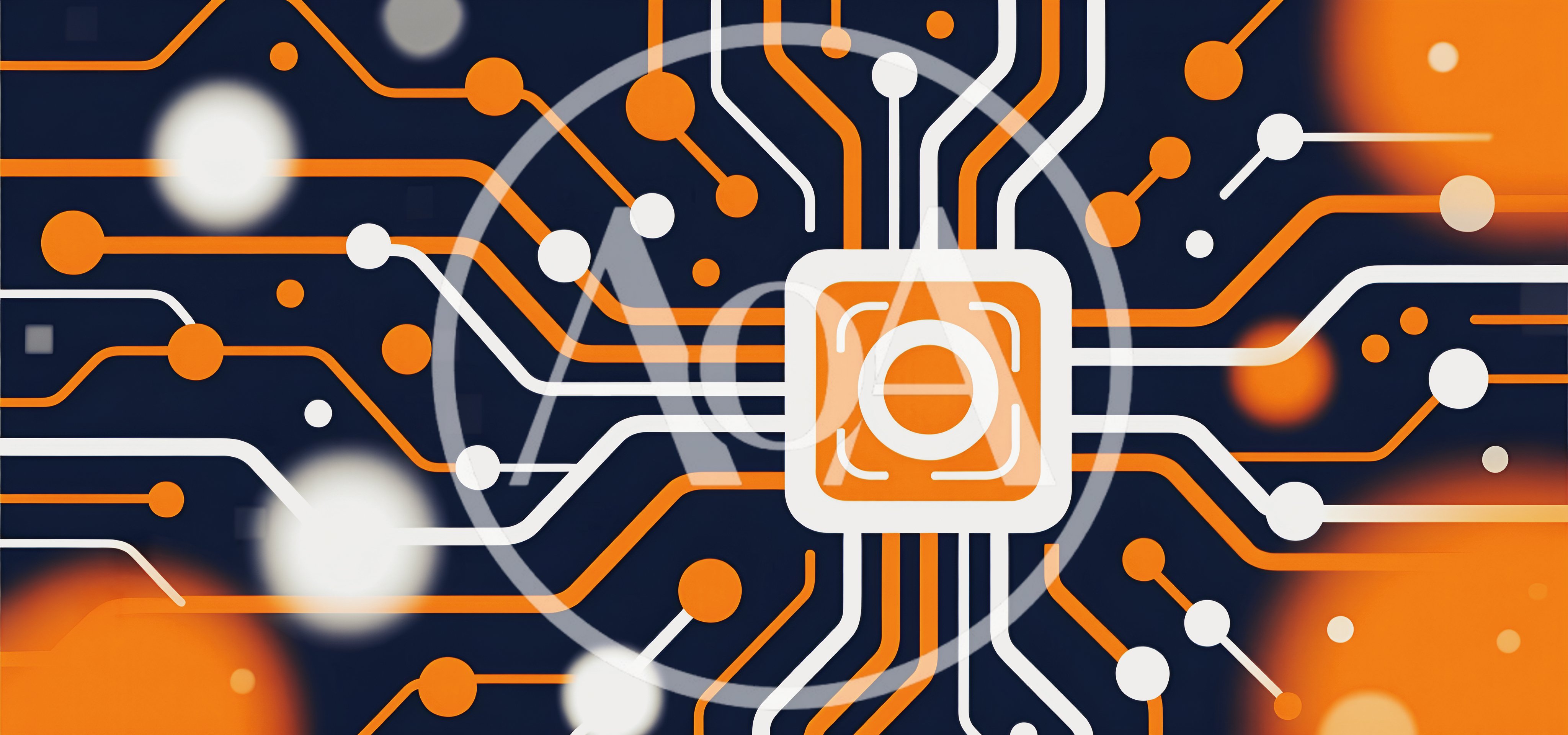 Digital Circuit Board Processor Concept With Glowing Data Connections