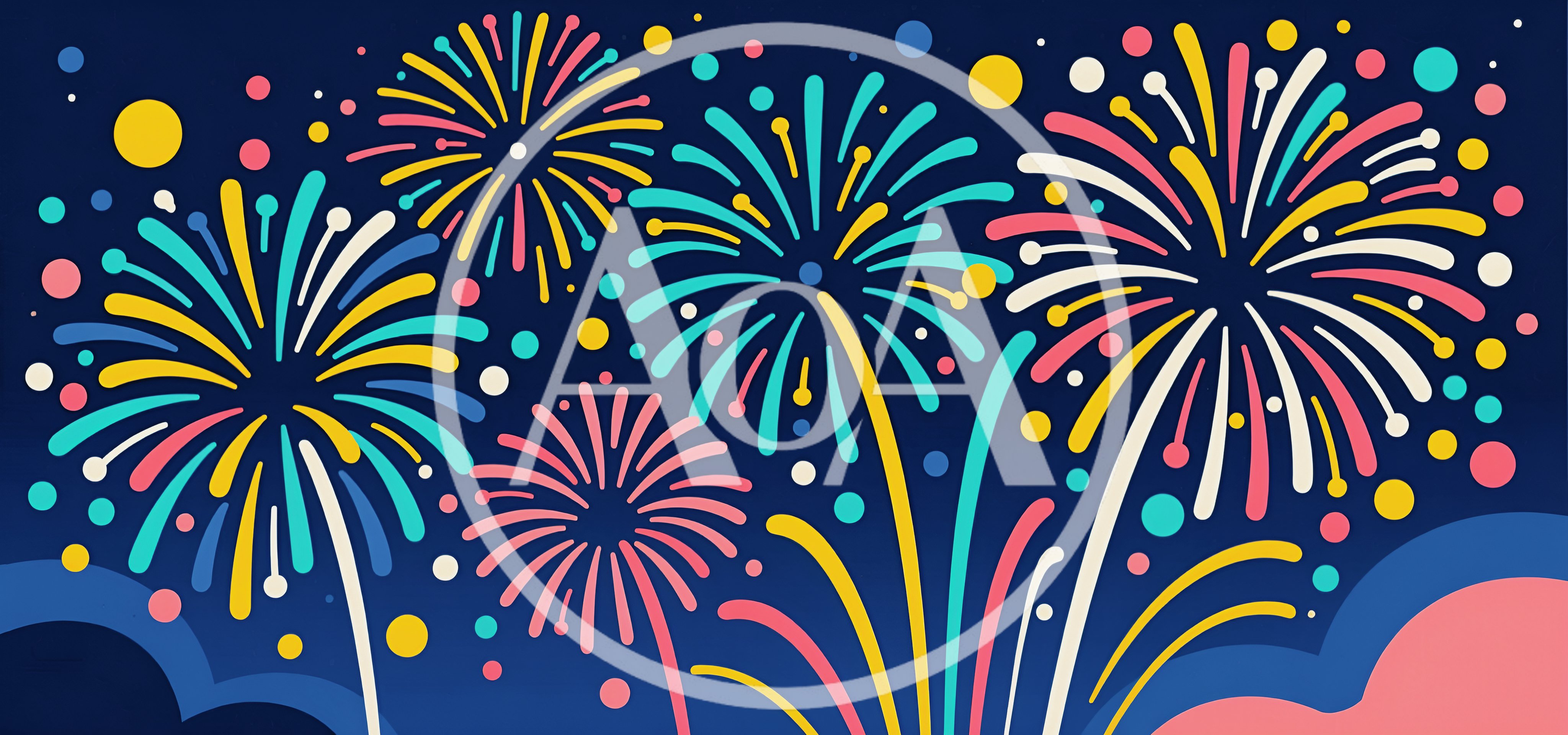 Colorful Flat Vector Fireworks Display