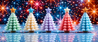 Five Colorful Knitted Christmas Tree Decorations