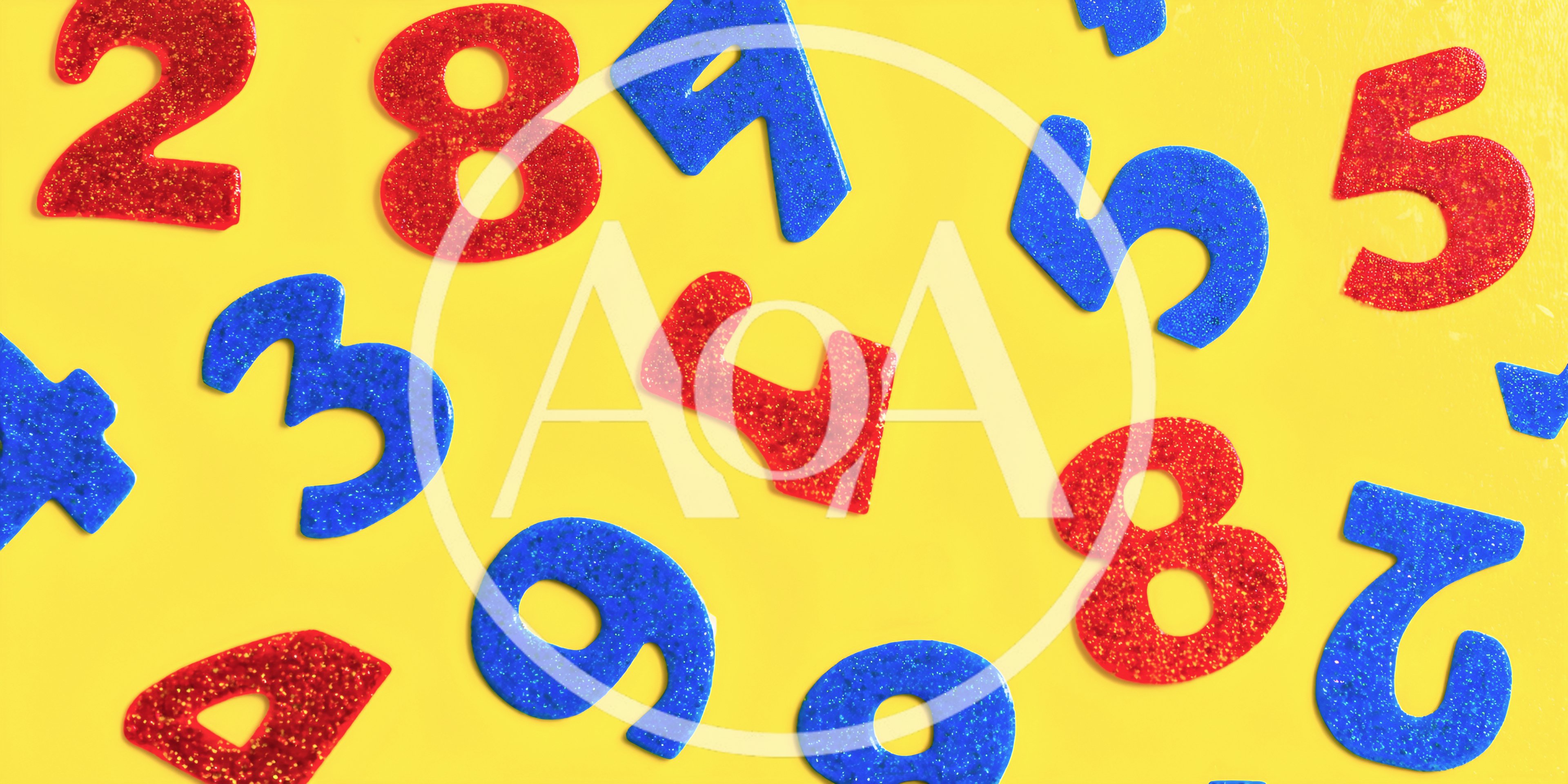 Glittery Plastic Number Magnets On Yellow Background