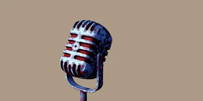 Vintage Metallic Microphone With Red Interior Details