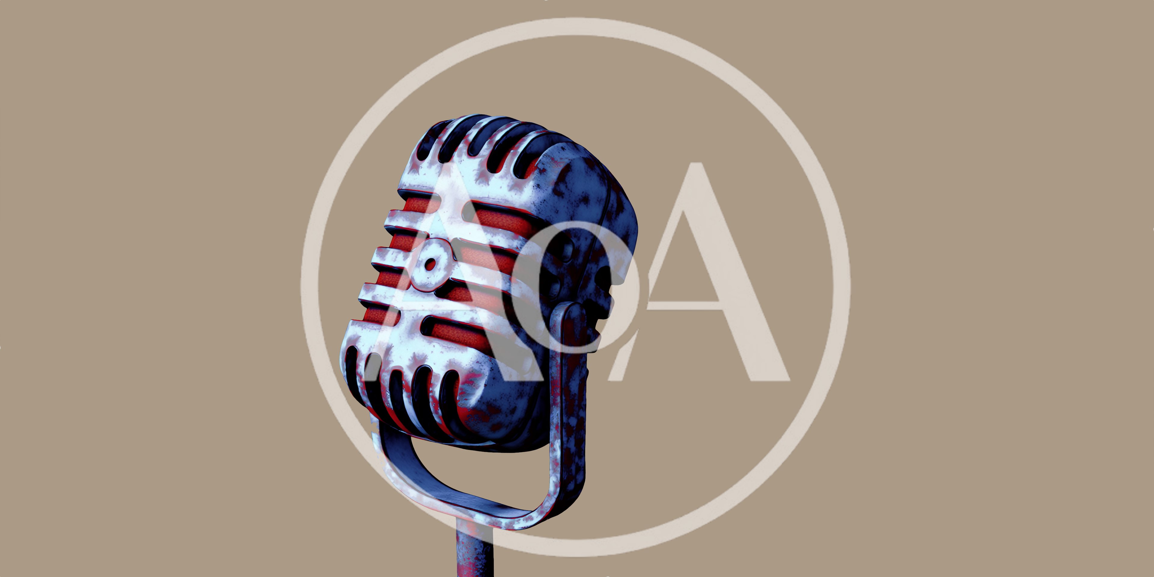 Vintage Metallic Microphone With Red Interior Details