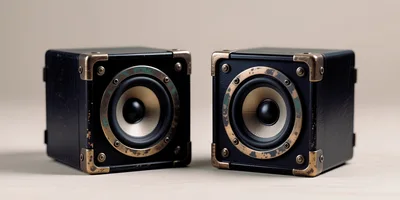 Pair Of Vintage Style Black Cube Speakers