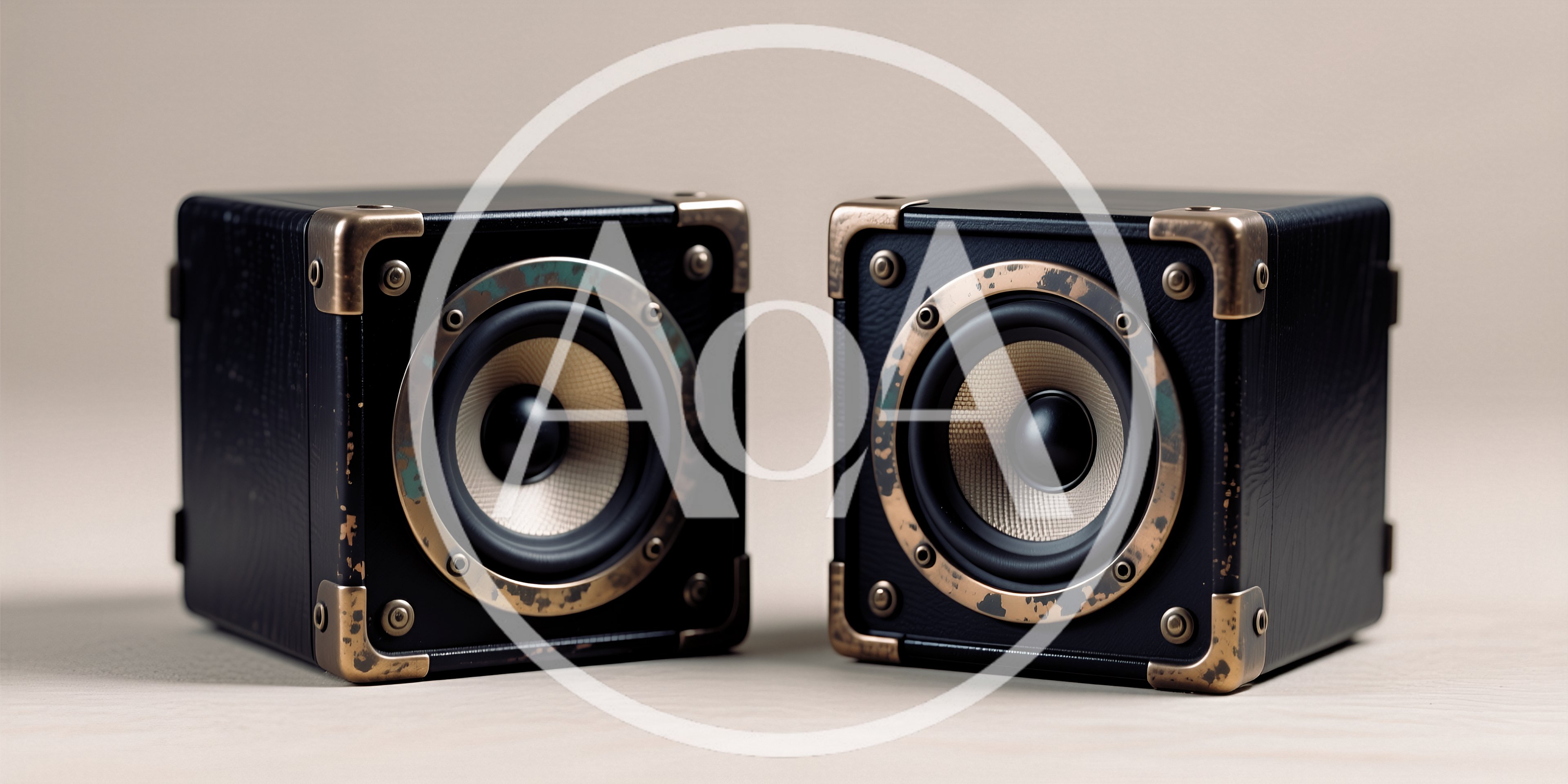 Pair Of Vintage Style Black Cube Speakers