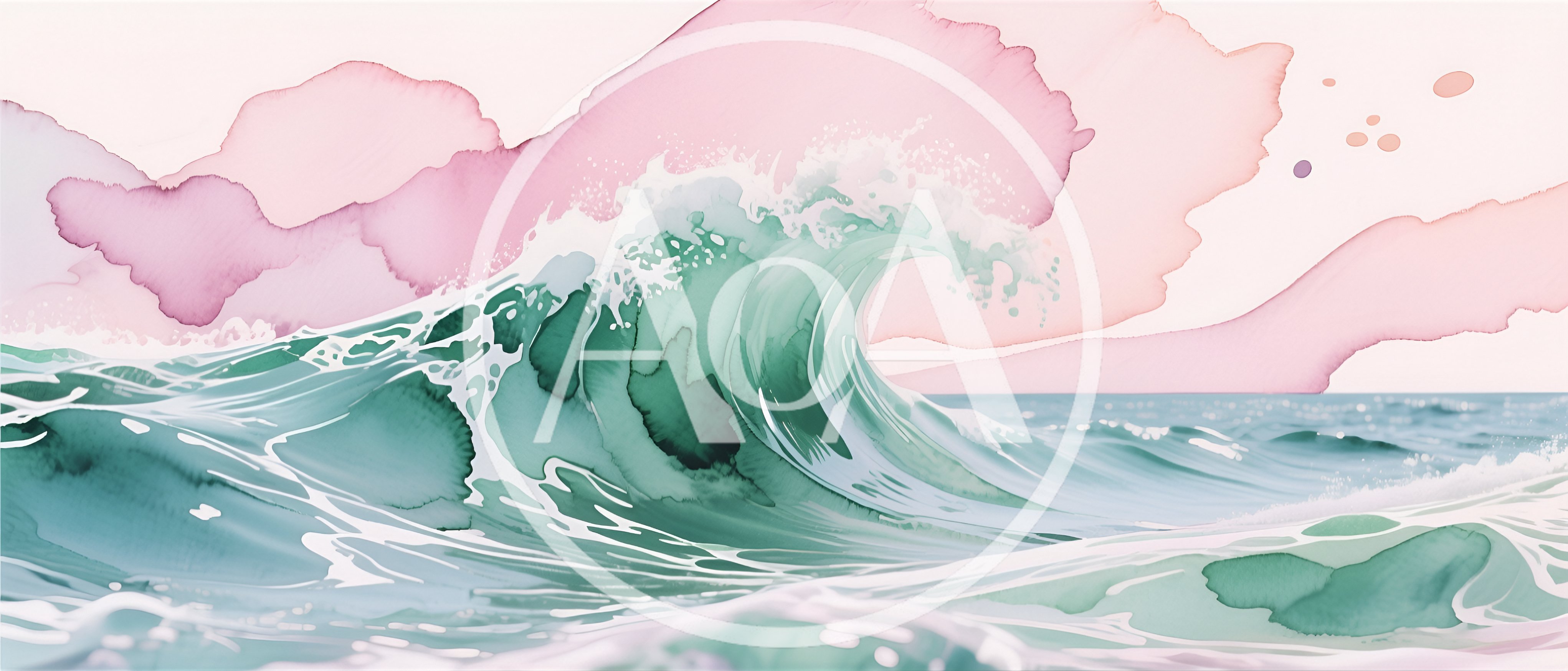 Watercolor Painting Of A Crashing Ocean Wave