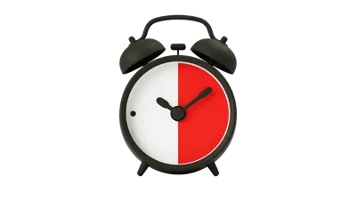 3D Alarm Clock With Red And White Face Transparent Background