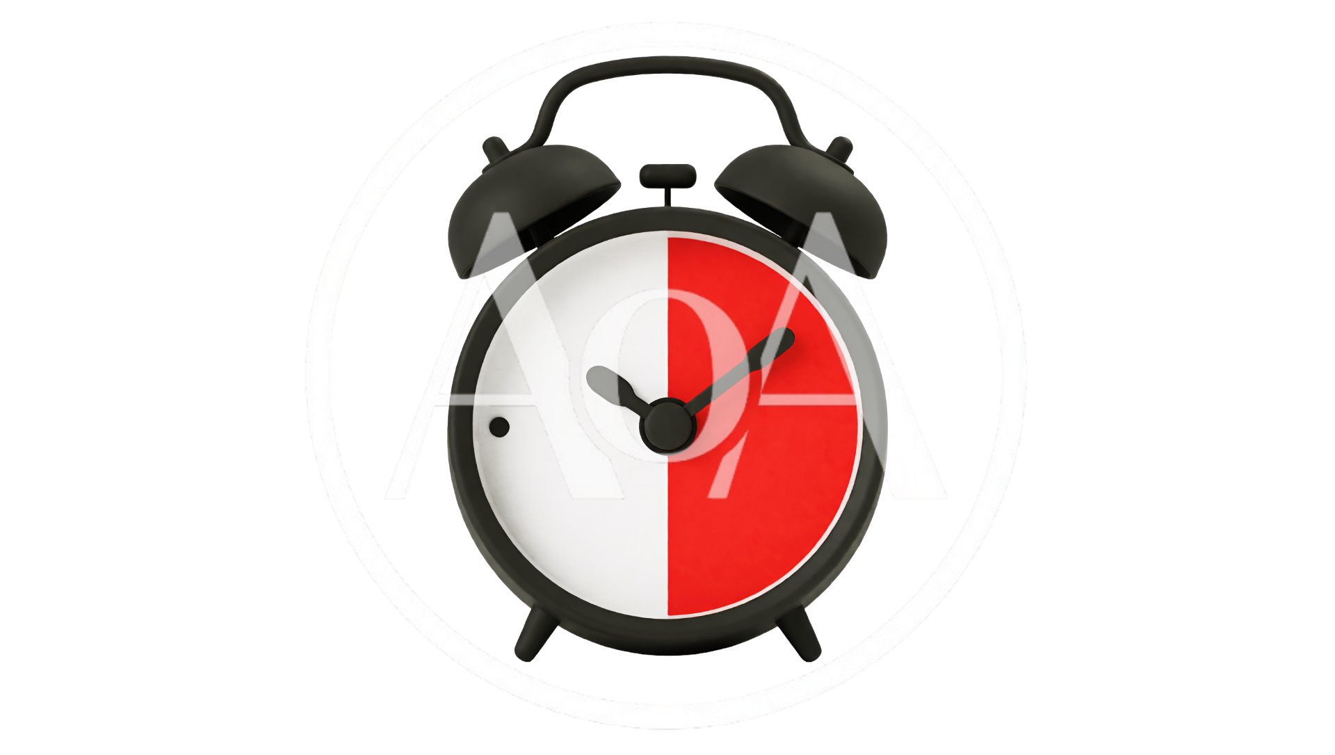 3D Alarm Clock With Red And White Face Transparent Background