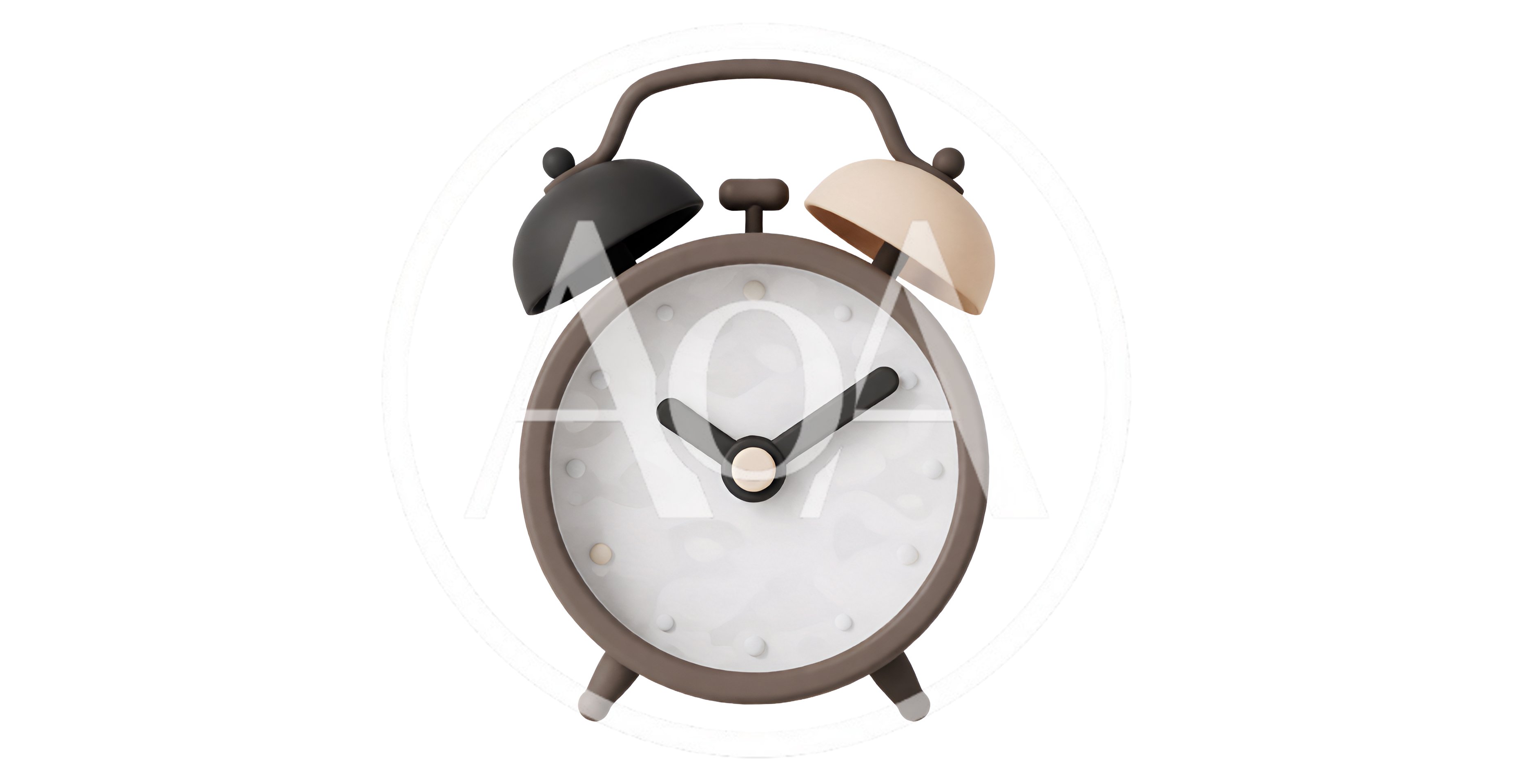 3D Rendered Minimalist Alarm Clock Isolated