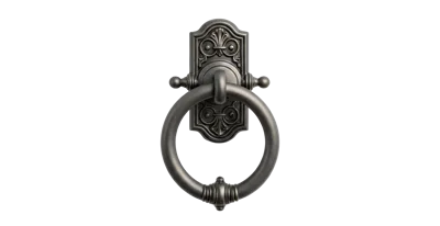 Ornate Antique Metal Door Knocker Isolated On White