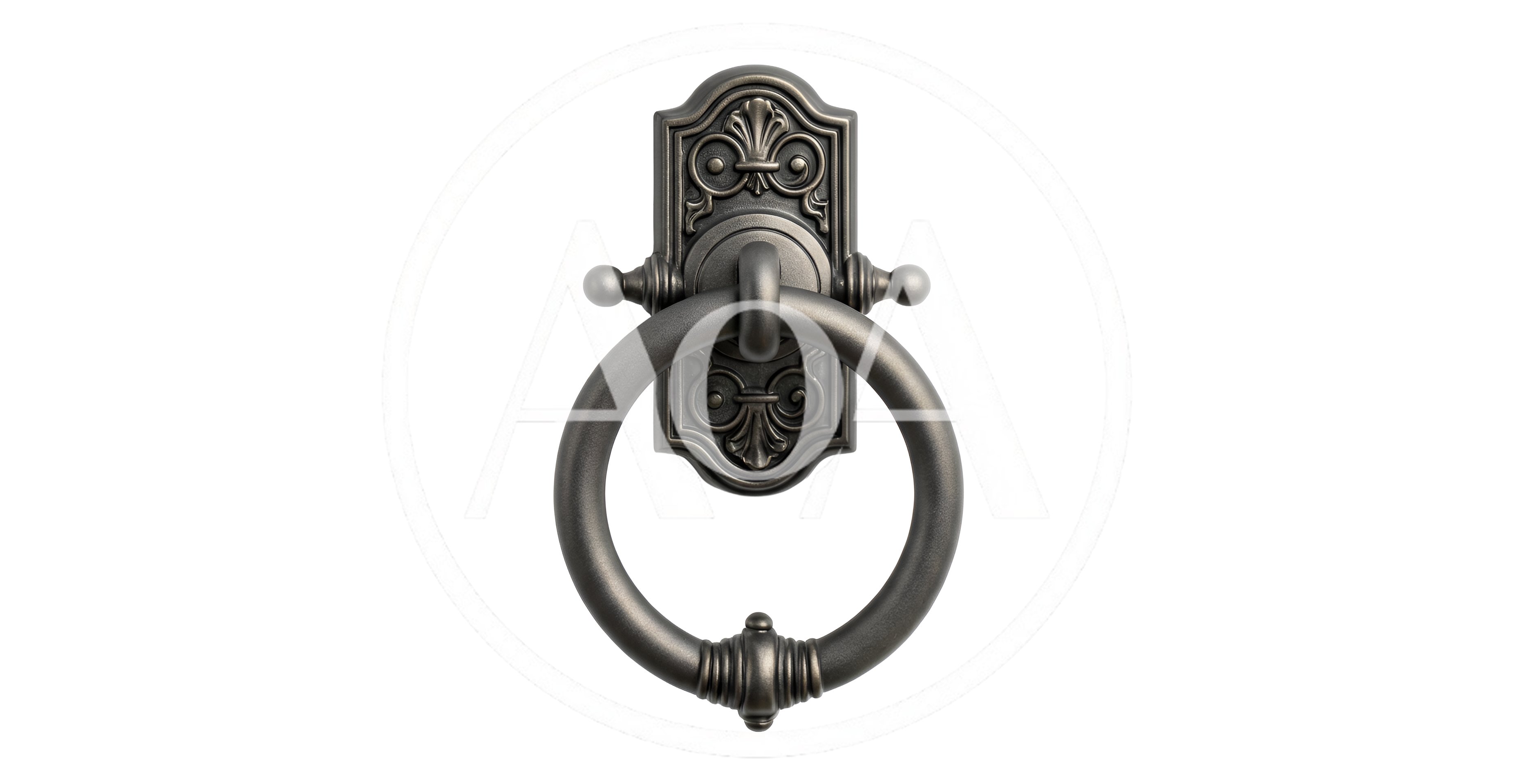 Ornate Antique Metal Door Knocker Isolated On White