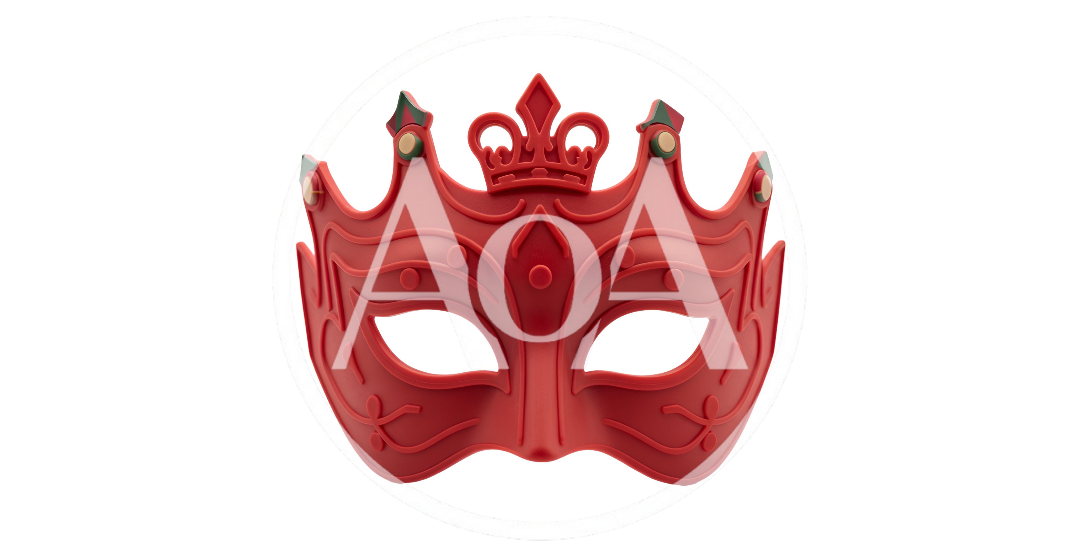 Red Venetian Masquerade Mask With Crown Detail
