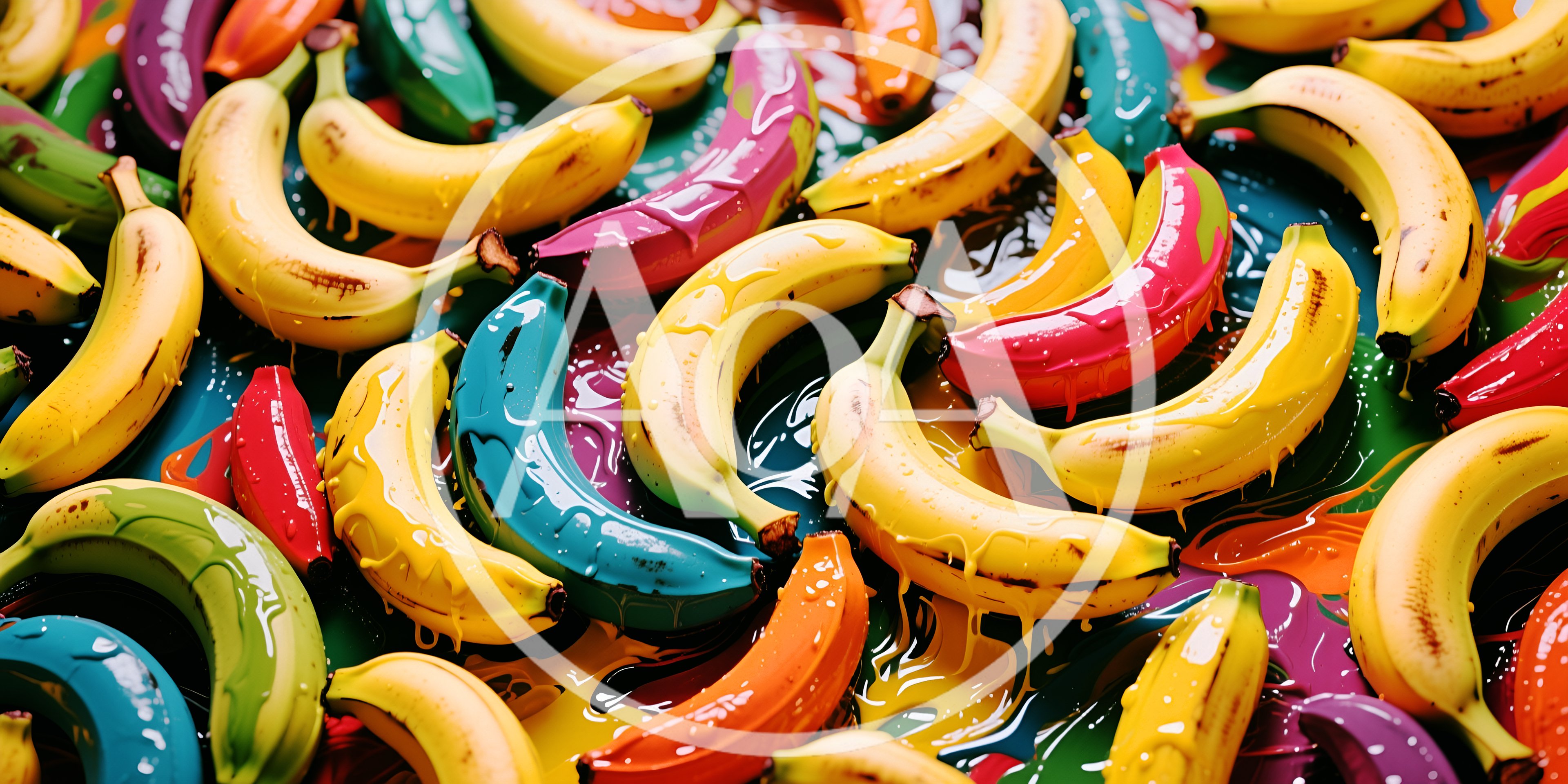 Colorful Bananas Coated In Vibrant Liquid Paint