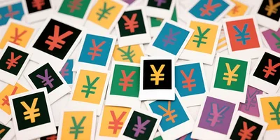 Collection Of Colorful Yen Symbol Polaroid Prints