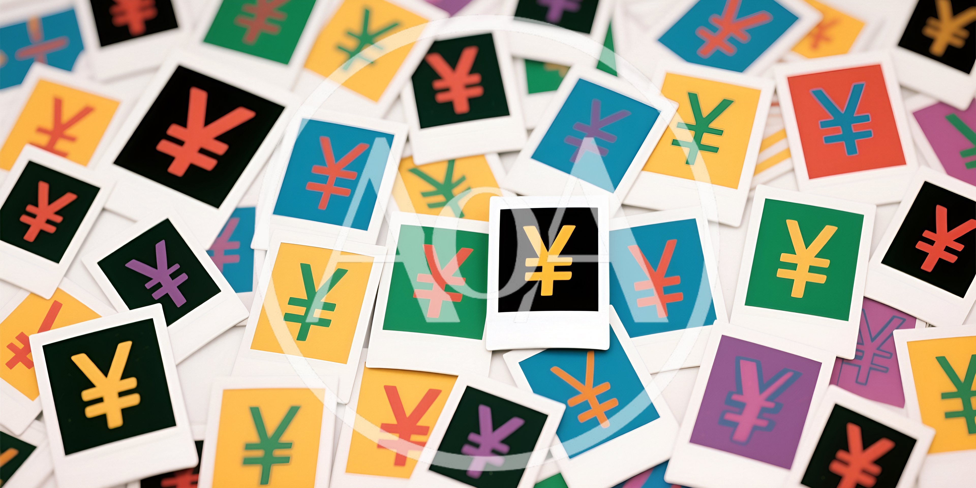 Collection Of Colorful Yen Symbol Polaroid Prints