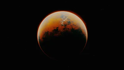 Distant Red Planet Floating In Deep Space