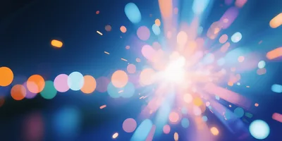 Abstract Bokeh Light Burst With Glowing Particles