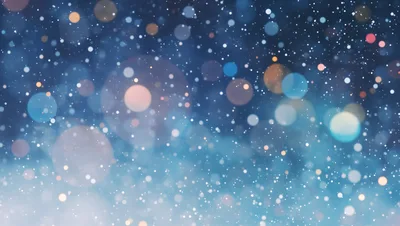 Abstract Winter Snowfall With Soft Bokeh Light Effects
