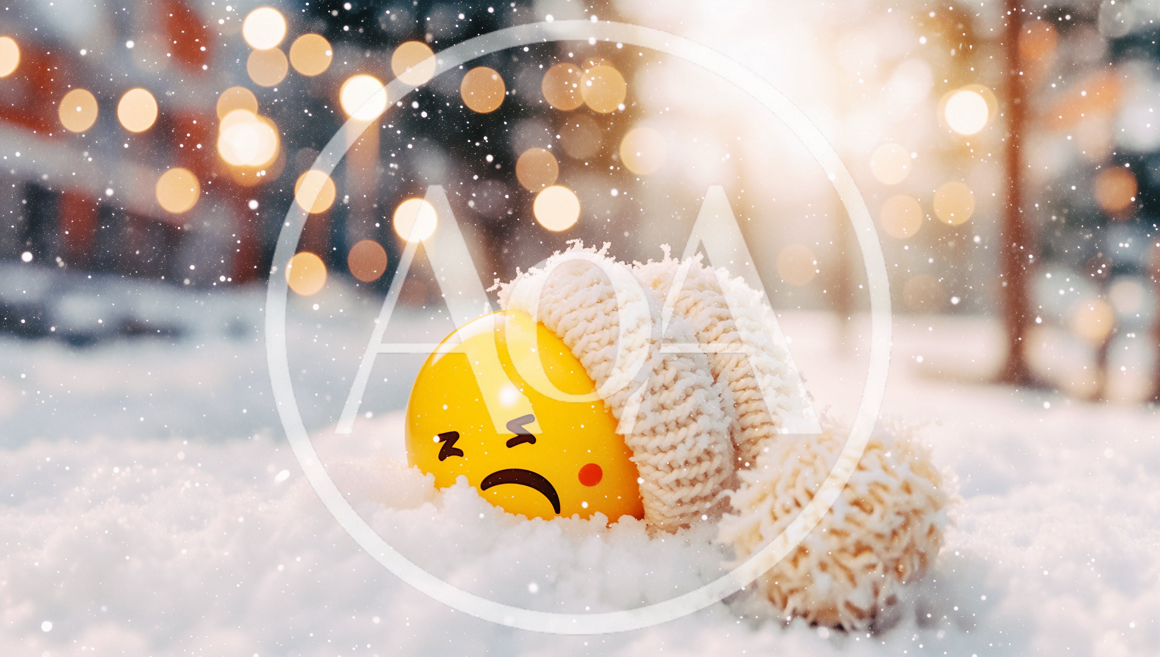 Sad Yellow Emoji Wearing A Knitted Winter Hat