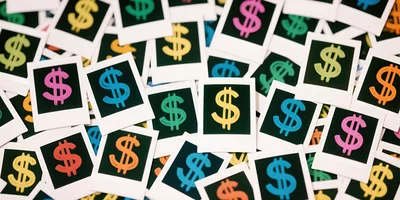 Collection Of Colorful Dollar Sign Polaroid Prints