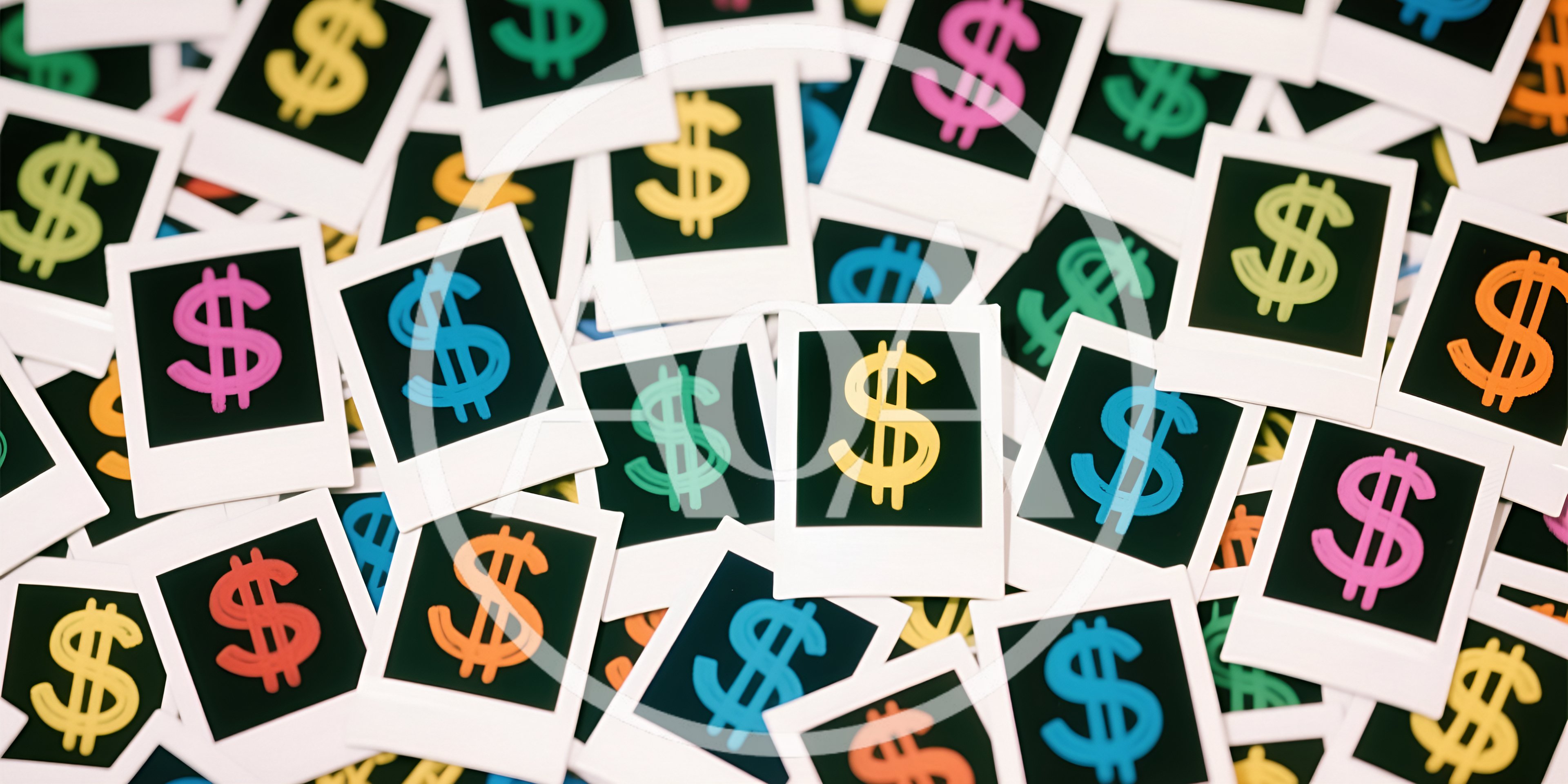 Collection Of Colorful Dollar Sign Polaroid Prints