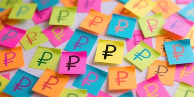 Colorful Sticky Notes With Russian Ruble Symbols