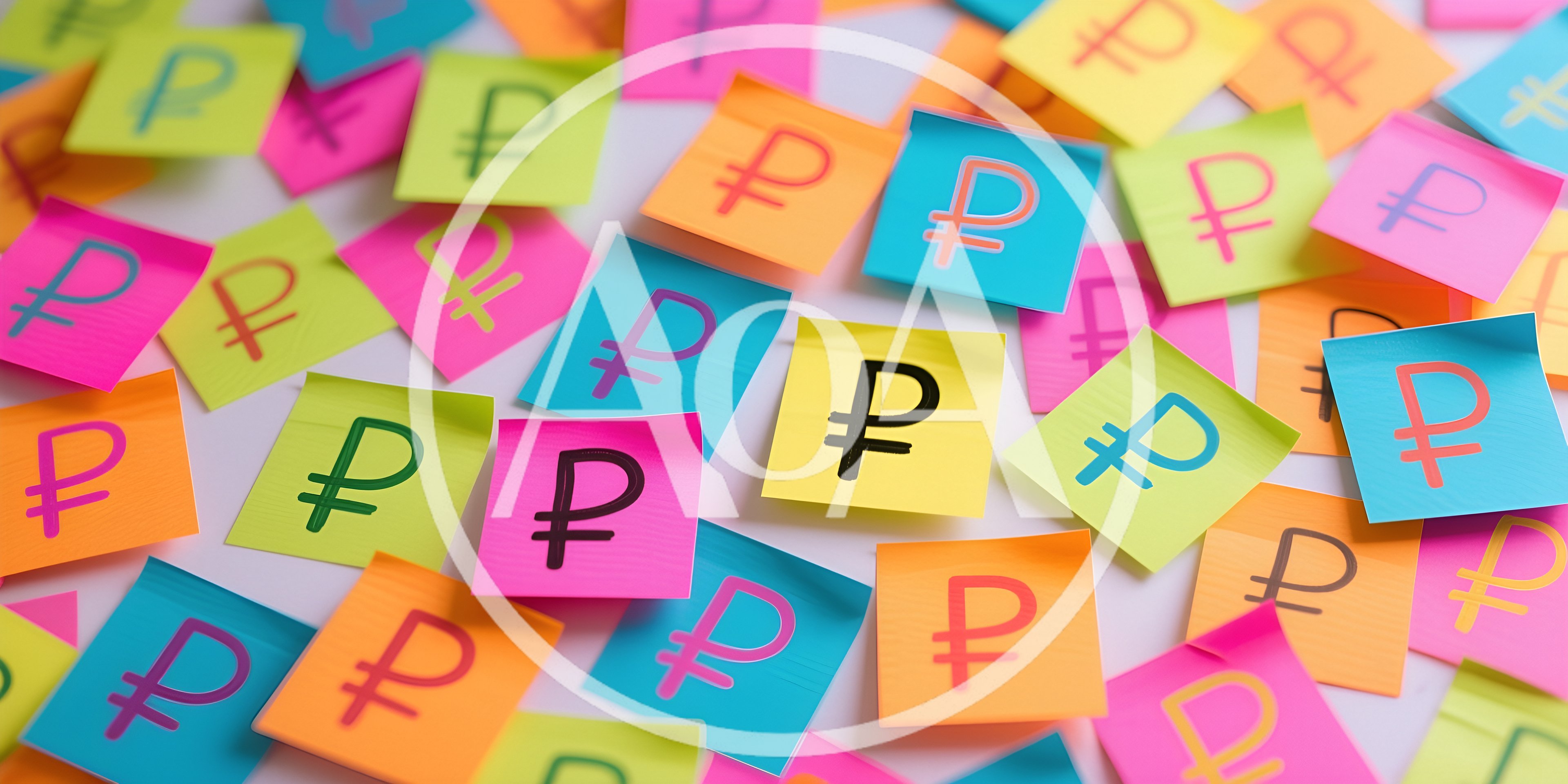 Colorful Sticky Notes With Russian Ruble Symbols