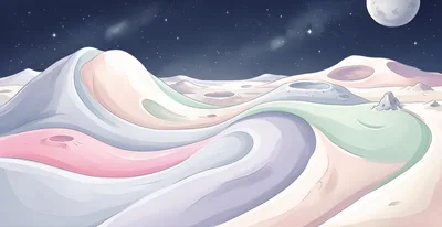 Surreal Pastel Landscape Of An Alien Moon Surface