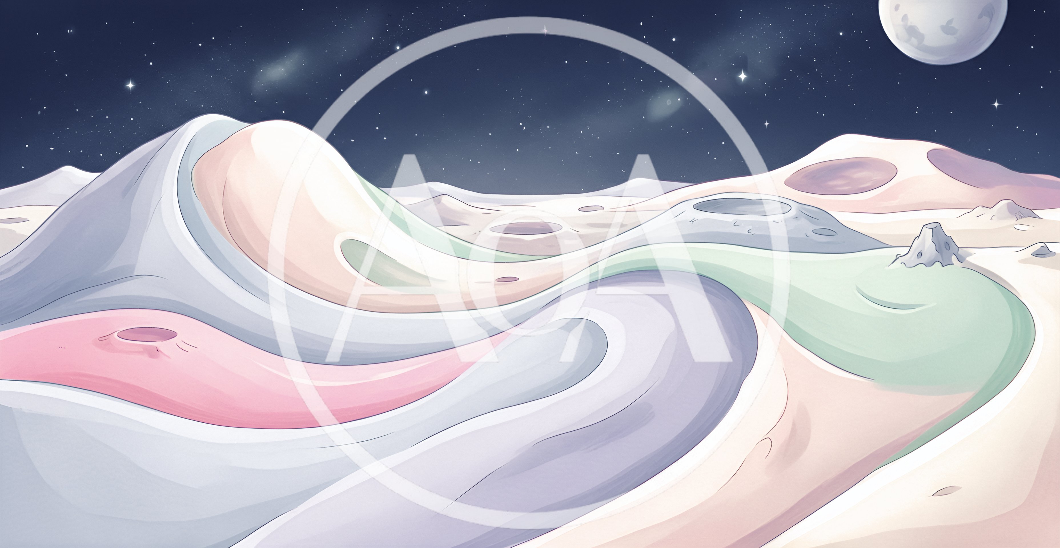 Surreal Pastel Landscape Of An Alien Moon Surface