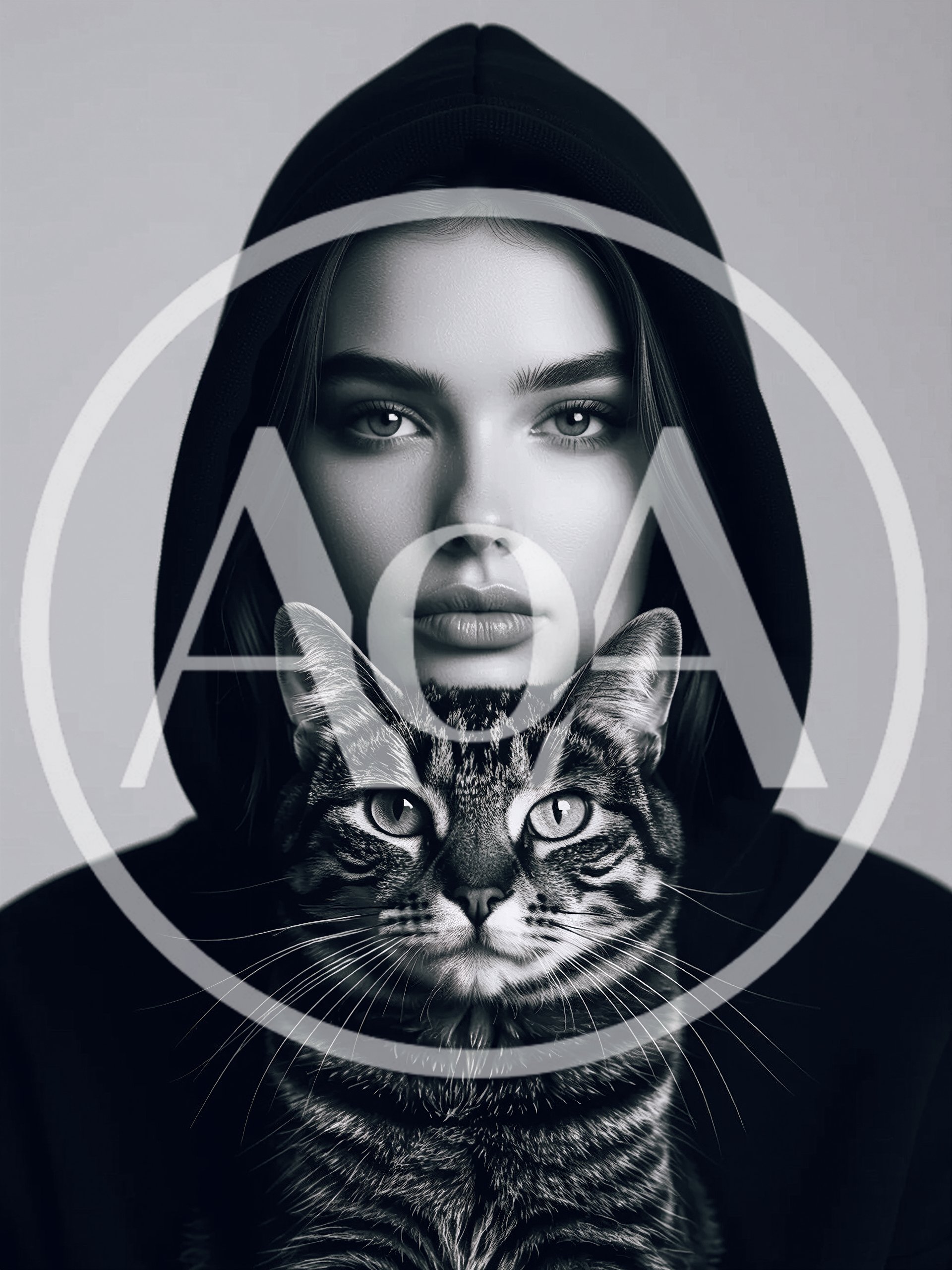 Portrait Of A Young Woman With A Tabby Cat