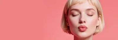 Blonde Woman With Closed Eyes Pouting Lips