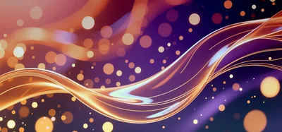 Abstract Golden Light Waves With Bokeh Particles