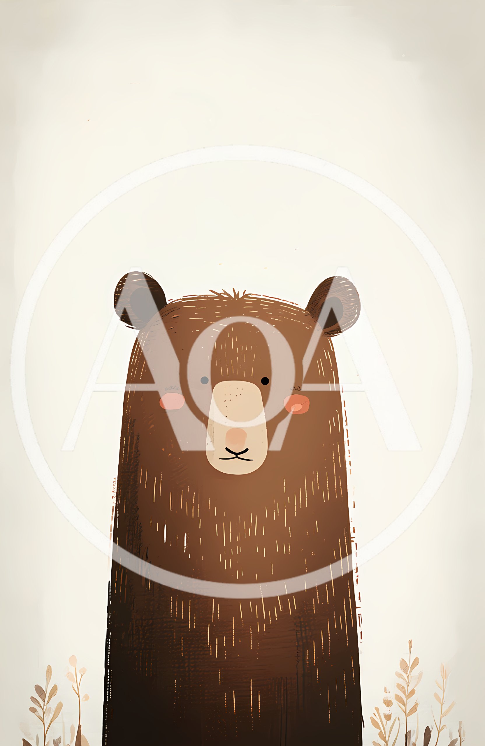 Cute Illustrated Brown Bear Portrait