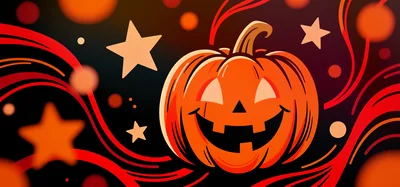 Halloween Jack O Lantern Pumpkin With Stars And Swirls
