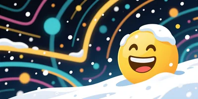 Happy Emoji Character Resting In Deep Snow