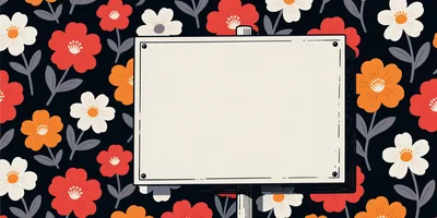 Blank Signboard Over Floral Pattern Background