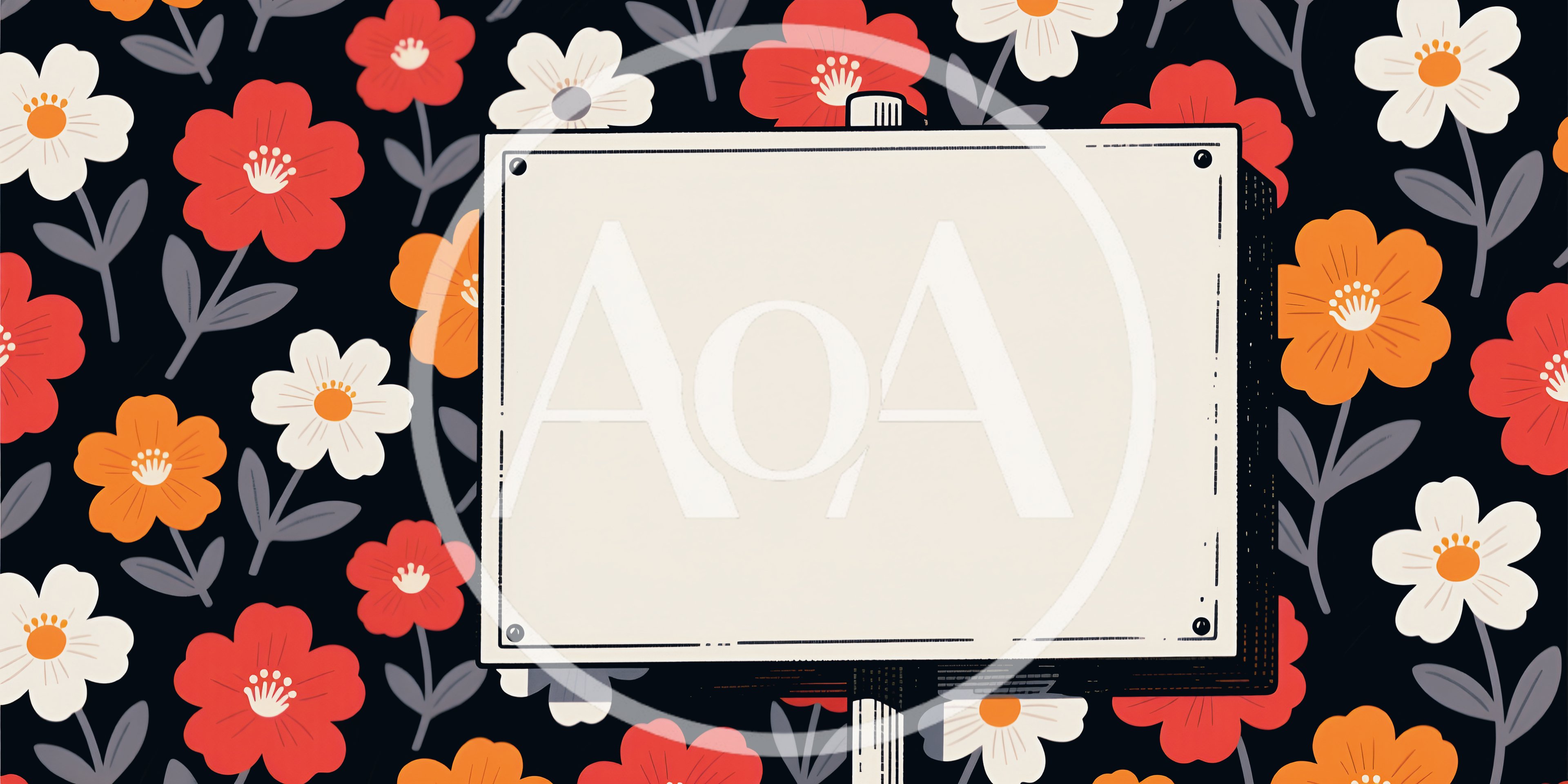 Blank Signboard Over Floral Pattern Background