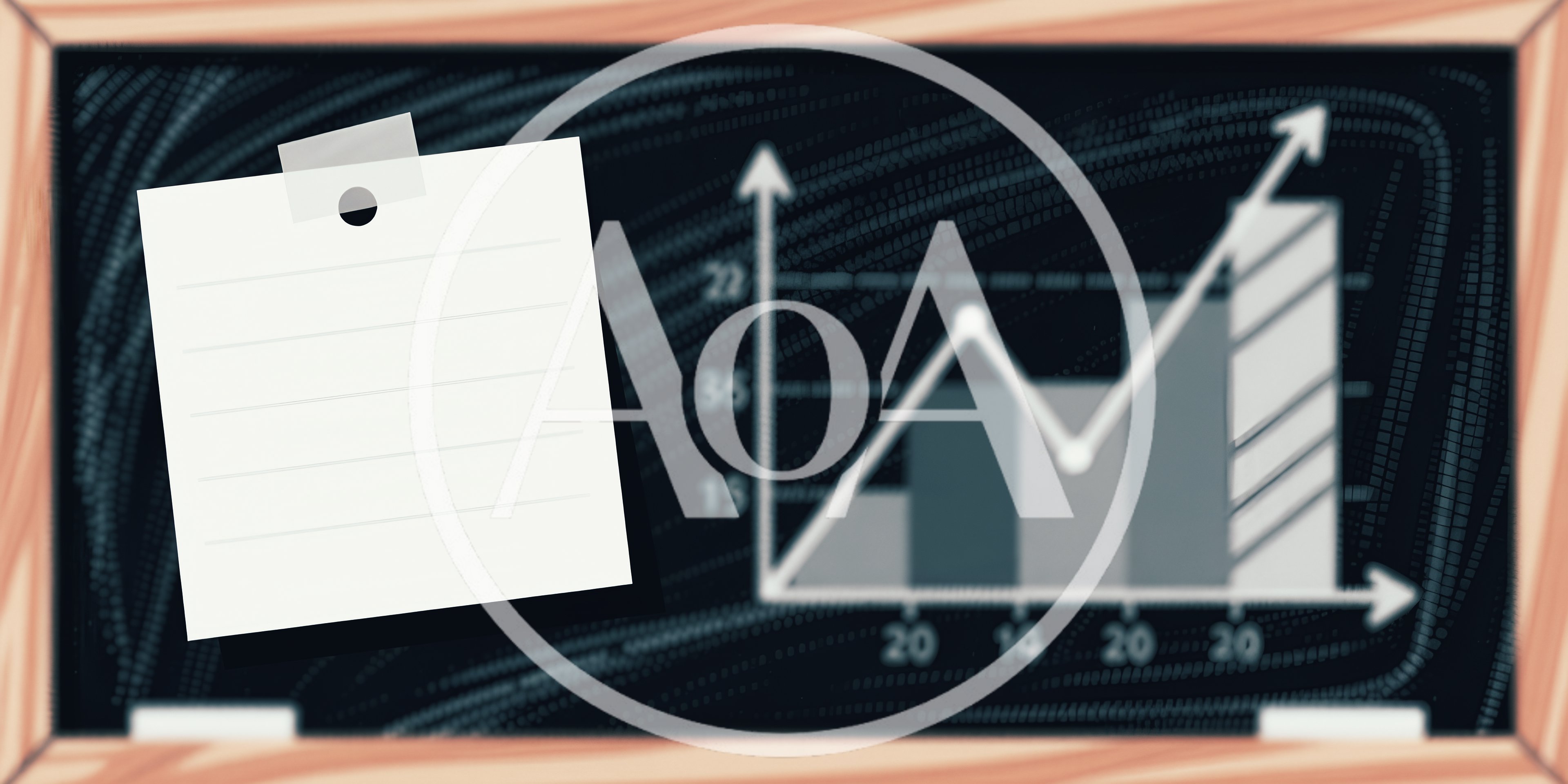 Blank Note Paper On A Blackboard With Business Chart