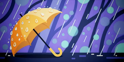 Yellow Umbrella In The Rain Illustration