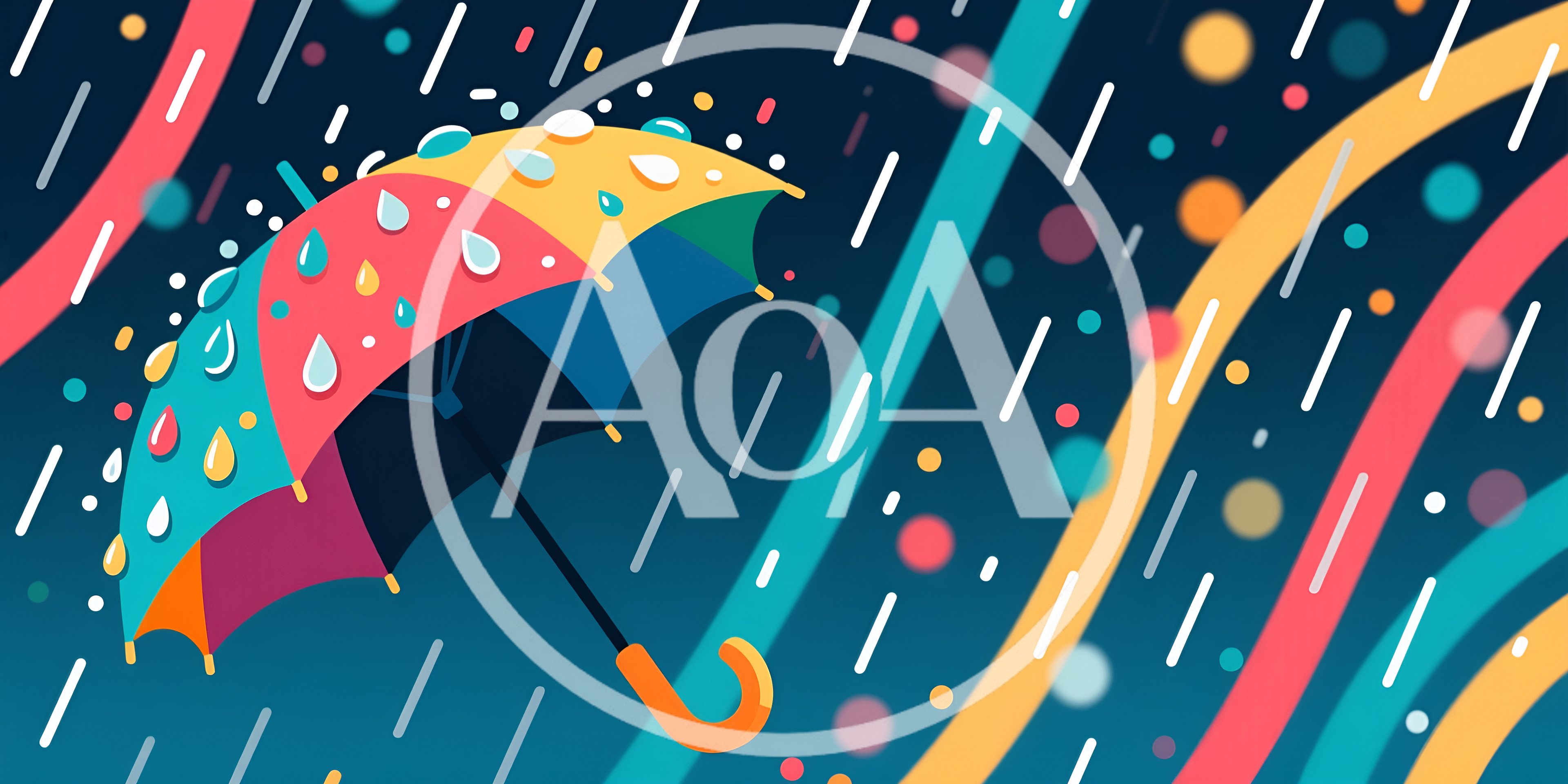 Colorful Umbrella Under Raindrops Abstract Illustration