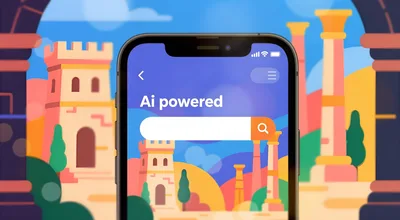 Smartphone Displaying AI Powered Search Interface