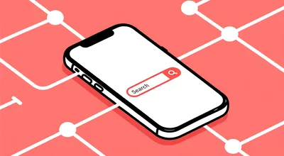 Isometric Smartphone With Search Bar On Network Background