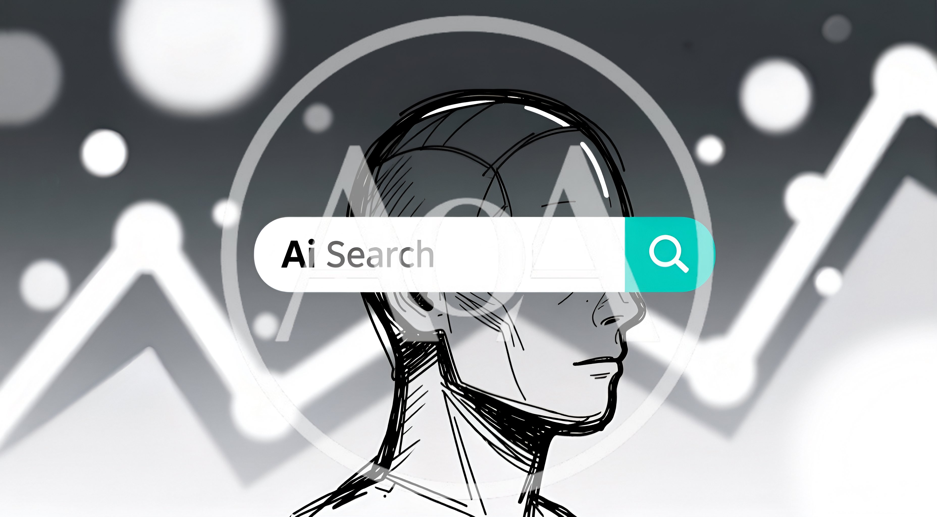 AI Search Concept Illustration With Human Head Sketch