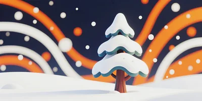 Stylized 3D Snow Covered Pine Tree Illustration