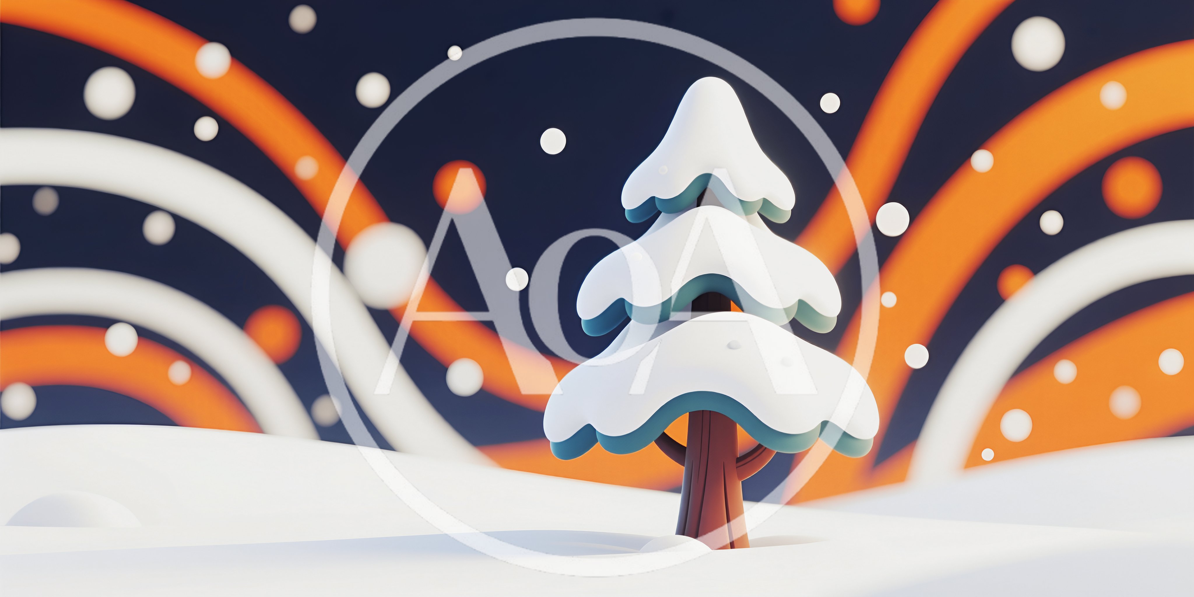 Stylized 3D Snow Covered Pine Tree Illustration
