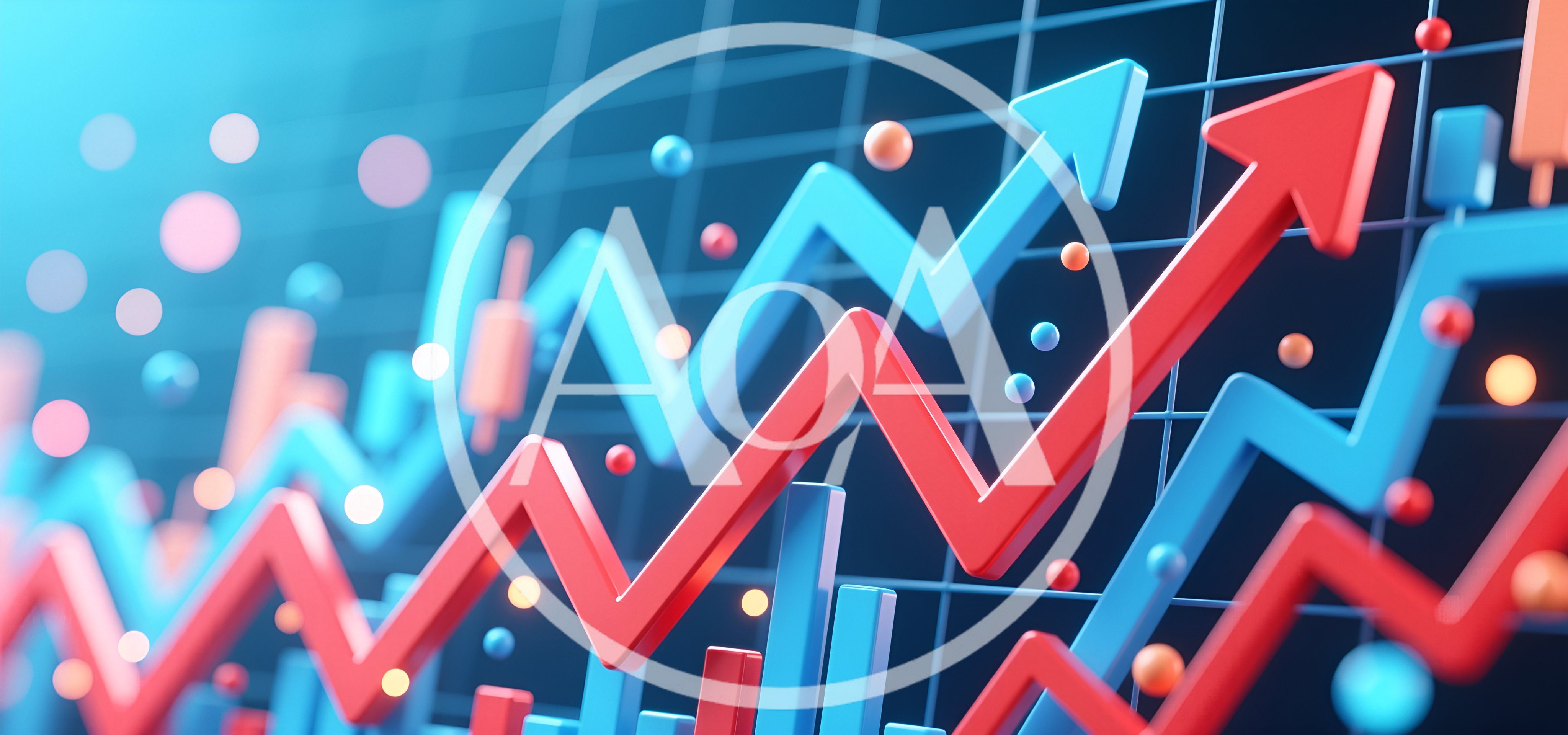 3D Financial Growth Charts With Rising Arrows
