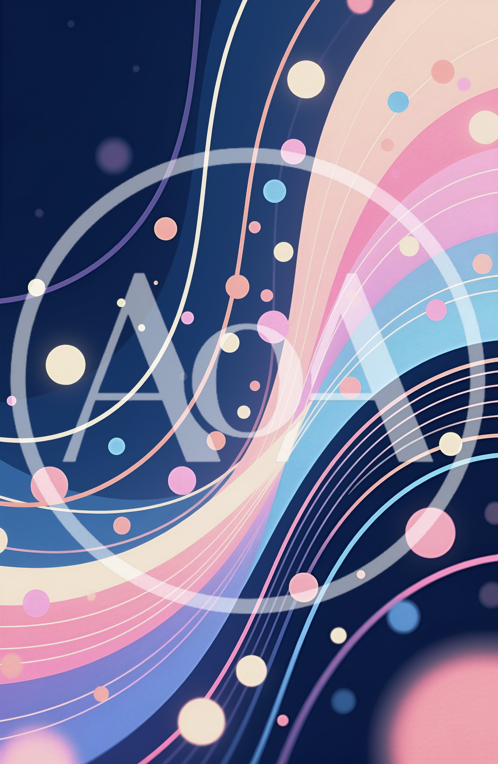 Abstract Digital Background With Flowing Curves And Particles