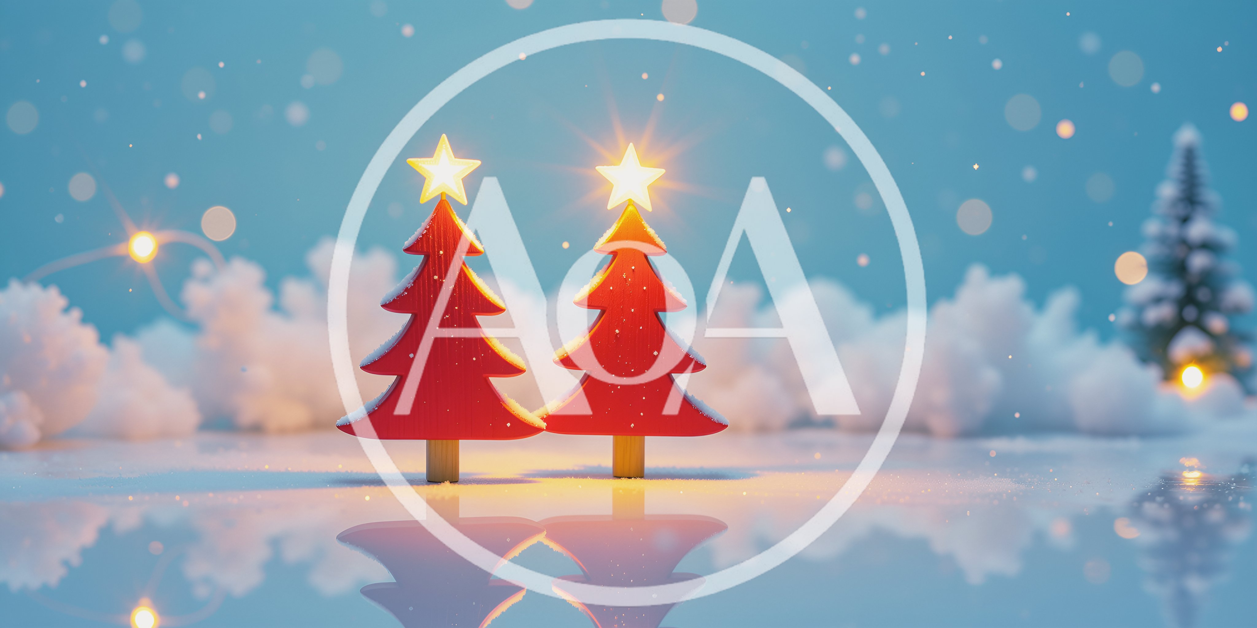 Two Red Wooden Christmas Trees With Glowing Stars