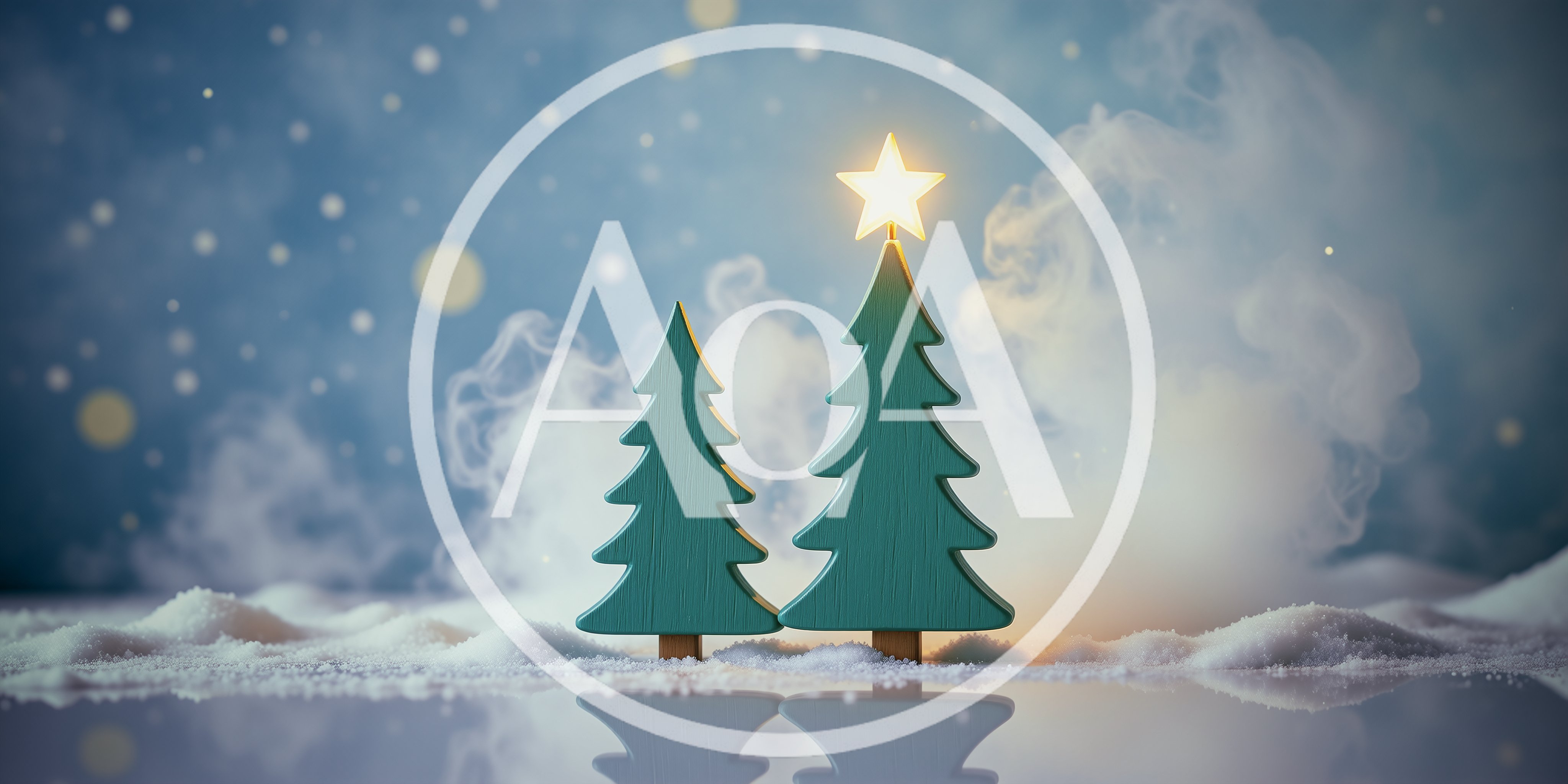 Two Wooden Christmas Trees With Glowing Star