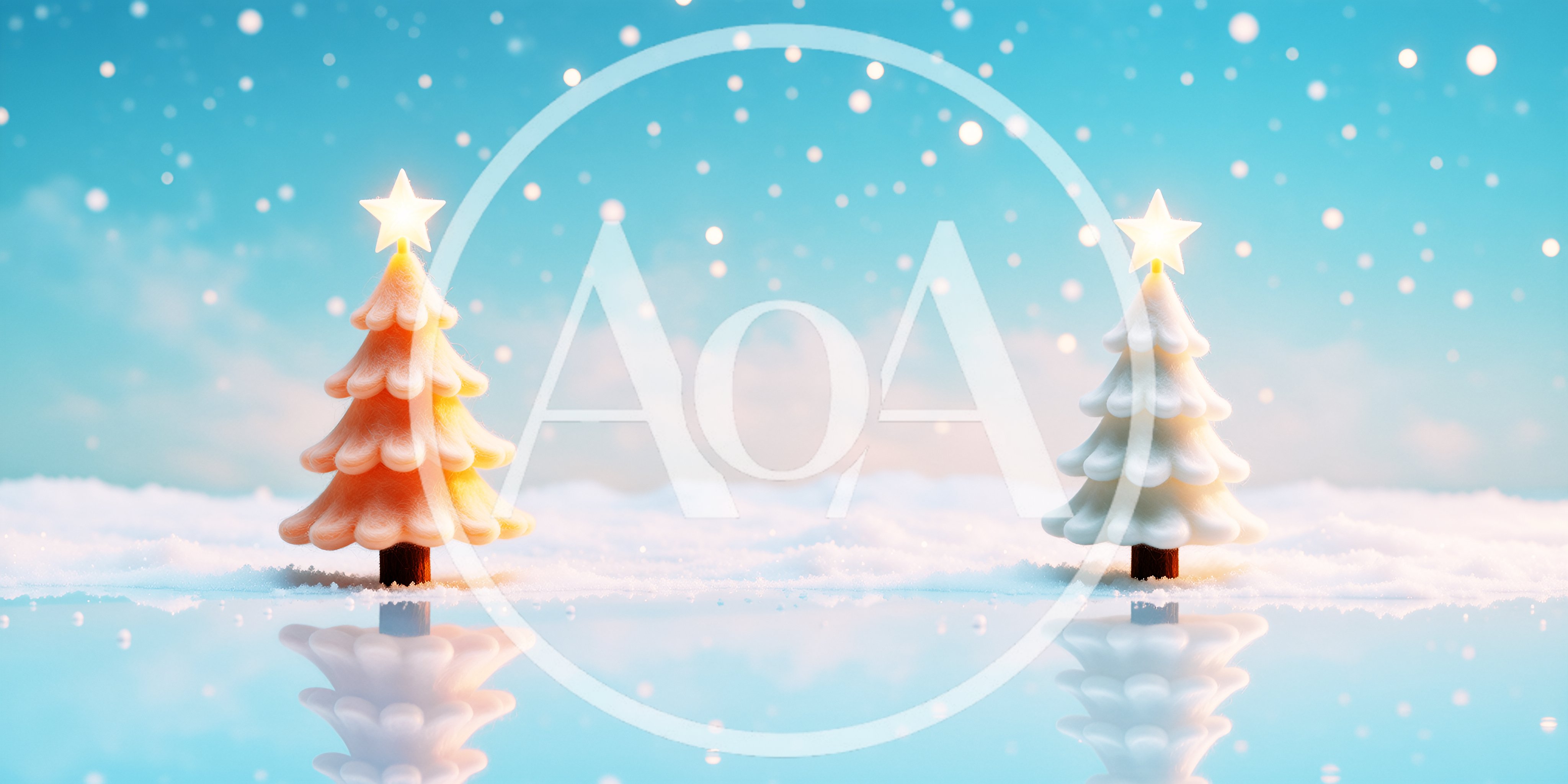 Two Miniature Christmas Trees on Snowy Surface