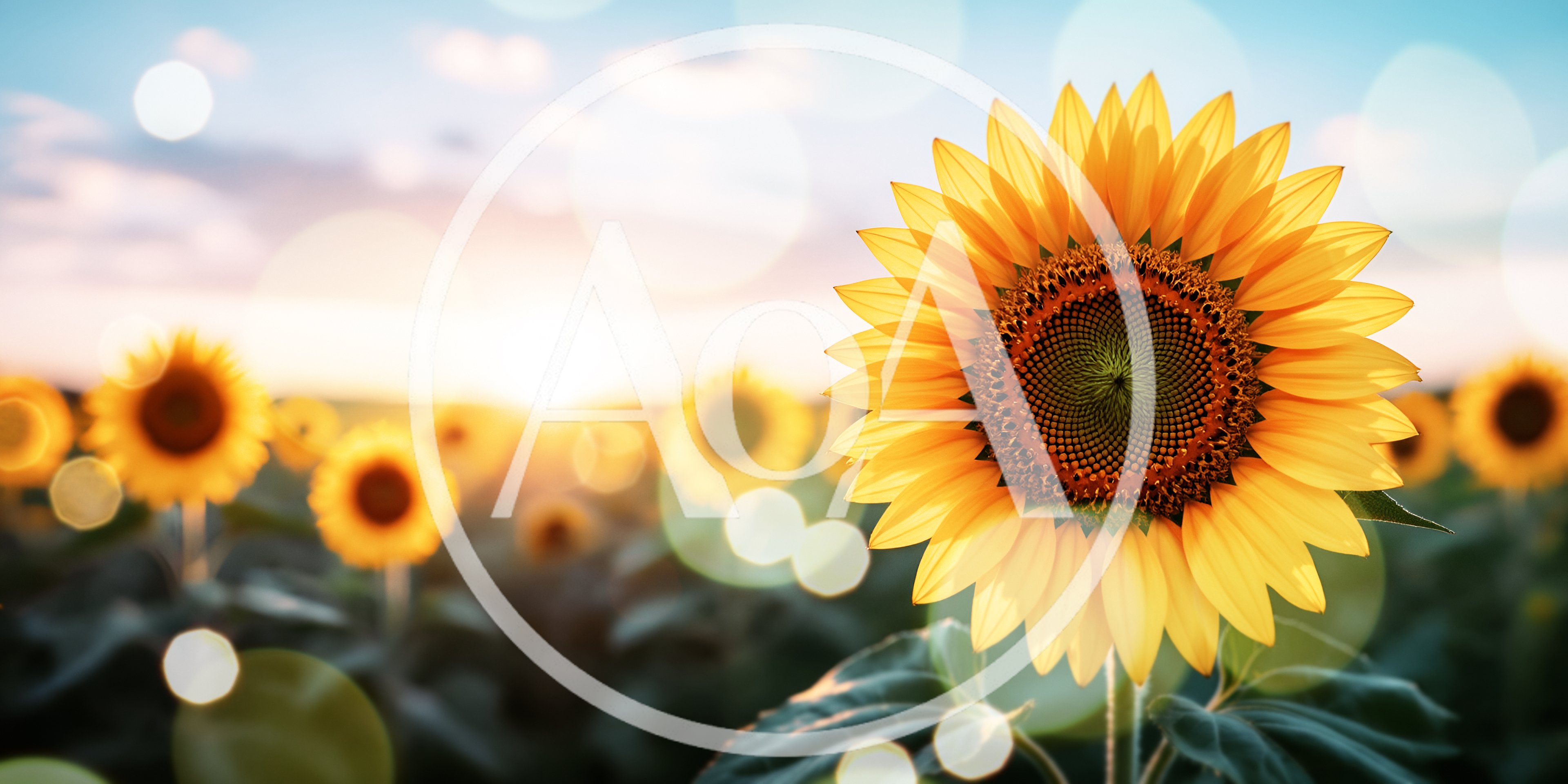 Vibrant Sunflower Field At Golden Hour Sunset